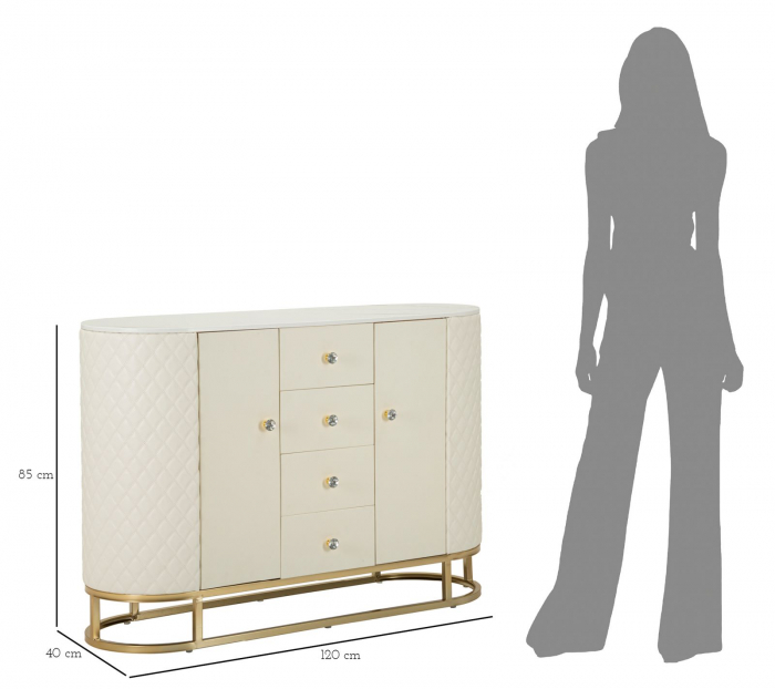 Dulap crem cu piele, stil comoda | Mobilier versatil | CreativDeco [11]