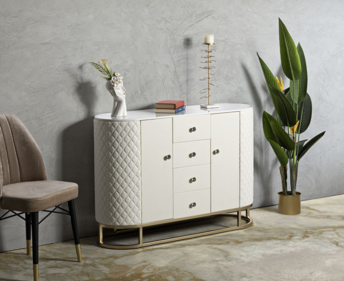 Dulap crem cu piele, stil comoda | Mobilier versatil | CreativDeco [2]