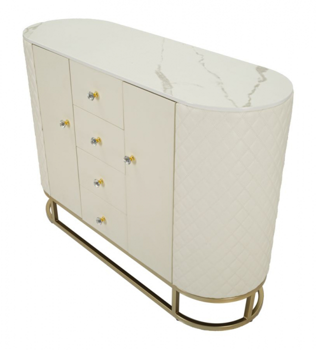 Dulap crem cu piele, stil comoda | Mobilier versatil | CreativDeco [7]