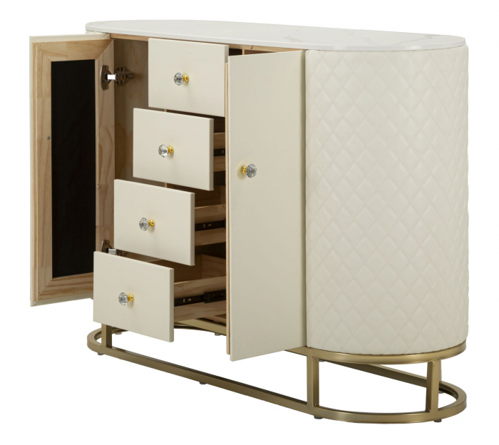 Dulap crem cu piele, stil comoda | Mobilier versatil | CreativDeco [4]