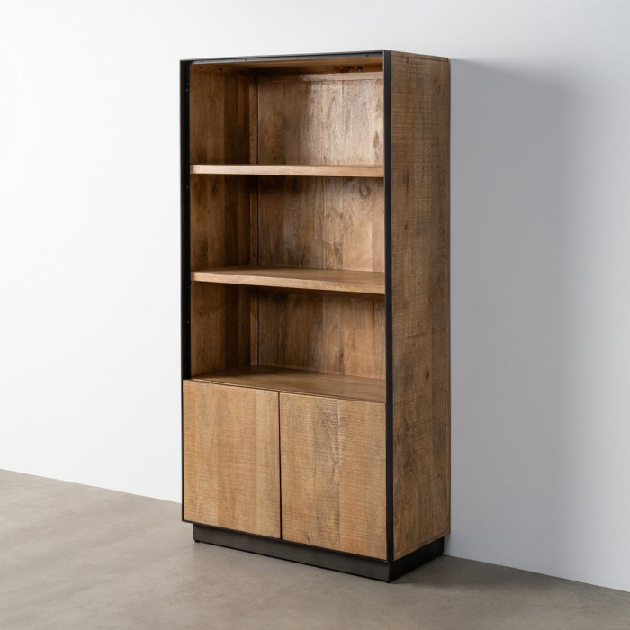 Dulap din lemn de mango cu rafturi deschise și structură metalică [13]