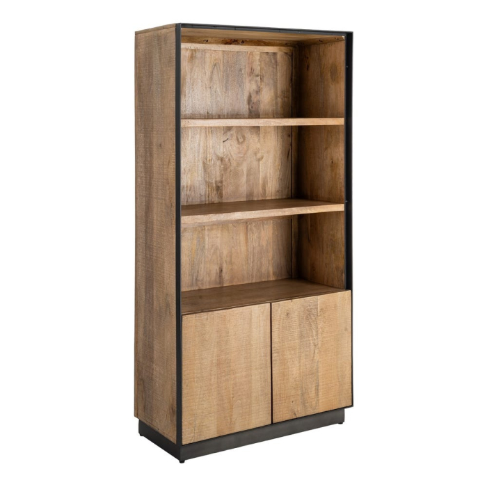 Dulap din lemn de mango cu rafturi deschise și structură metalică [2]