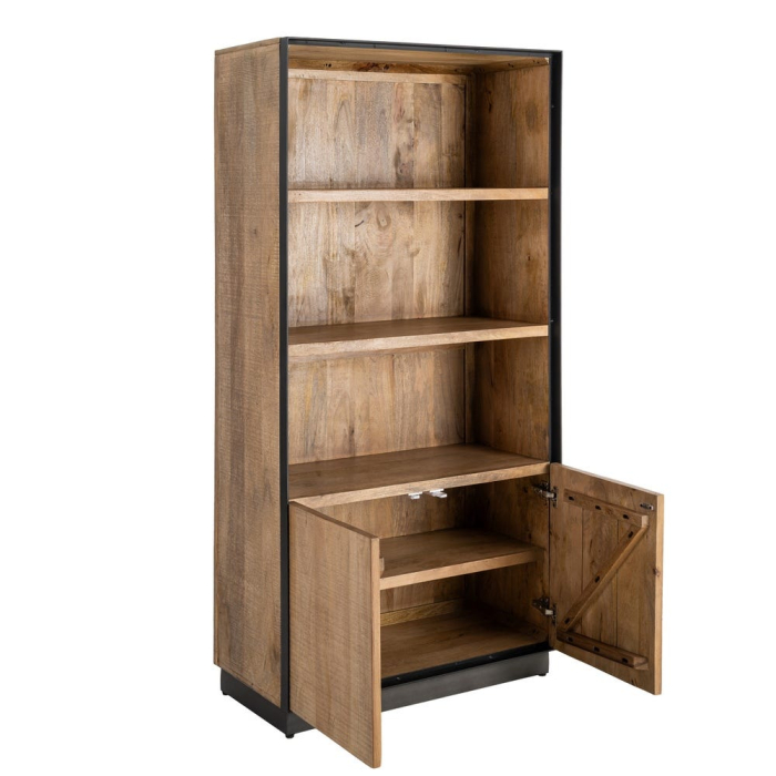 Dulap din lemn de mango cu rafturi deschise și structură metalică [3]