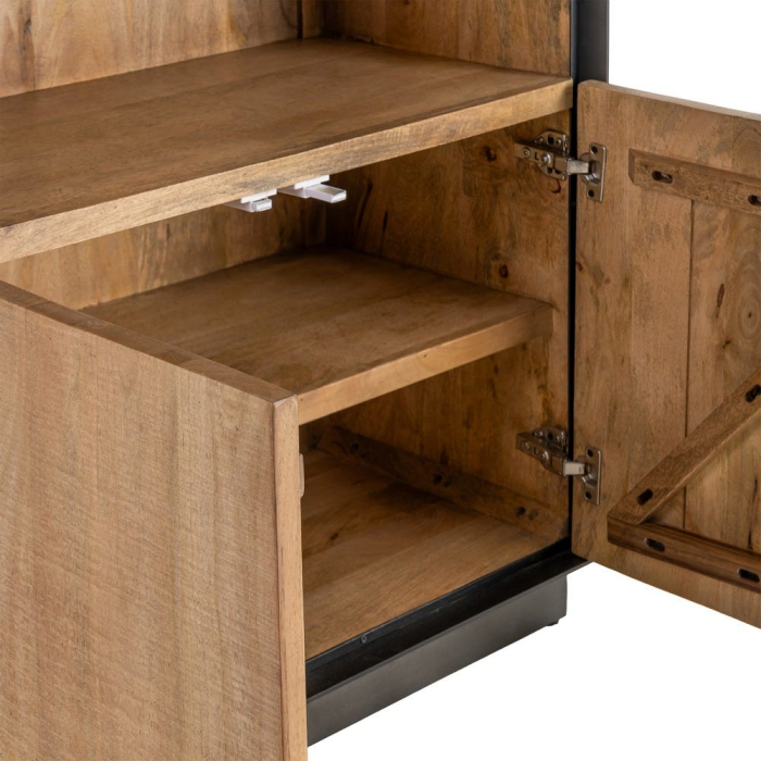 Dulap din lemn de mango cu rafturi deschise și structură metalică [7]