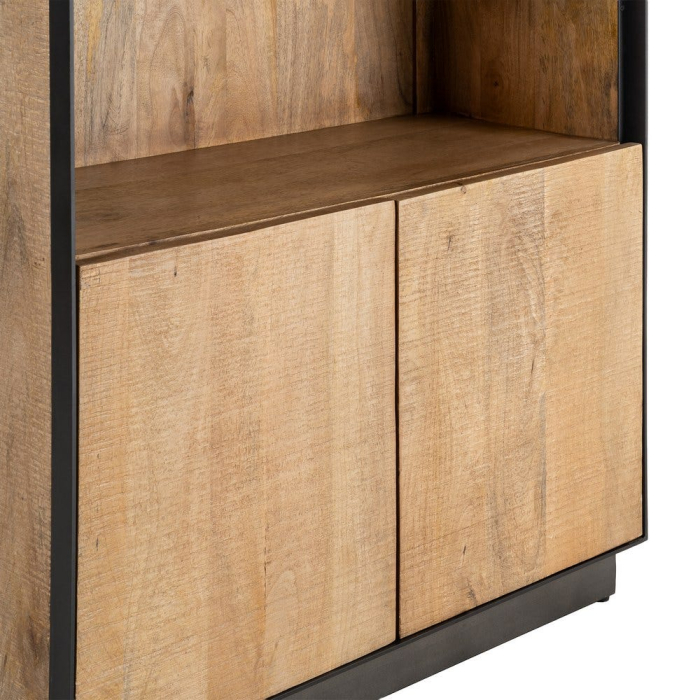 Dulap din lemn de mango cu rafturi deschise și structură metalică [6]