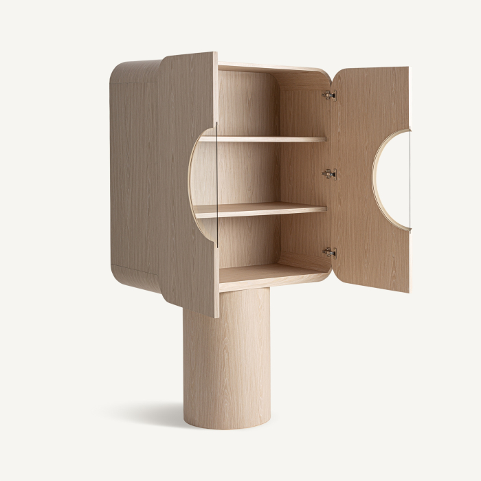 Dulap din stejar masiv si sticla cu deschidere circulara art deco [3]