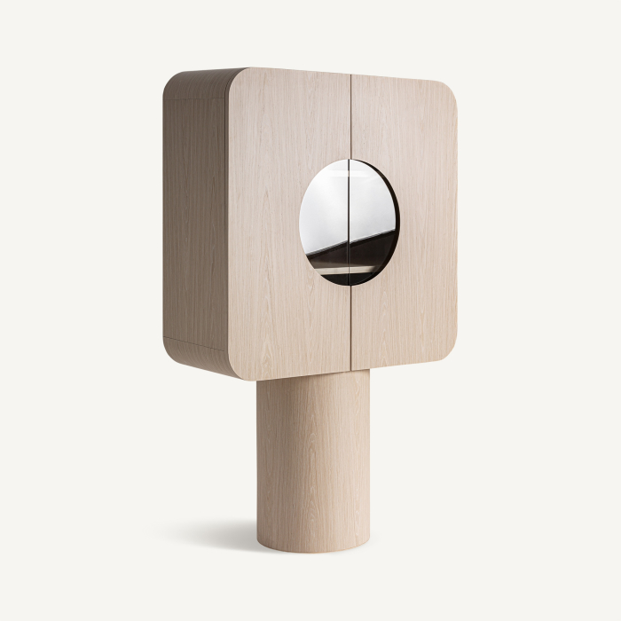 Dulap din stejar masiv si sticla cu deschidere circulara art deco [2]