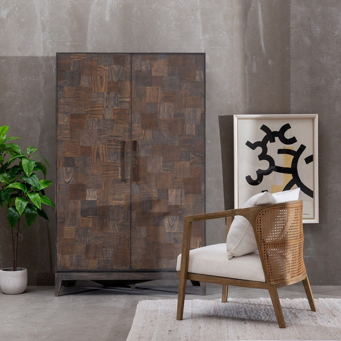 Dulap din lemn Mindi maro cu fronturi patchwork [2]