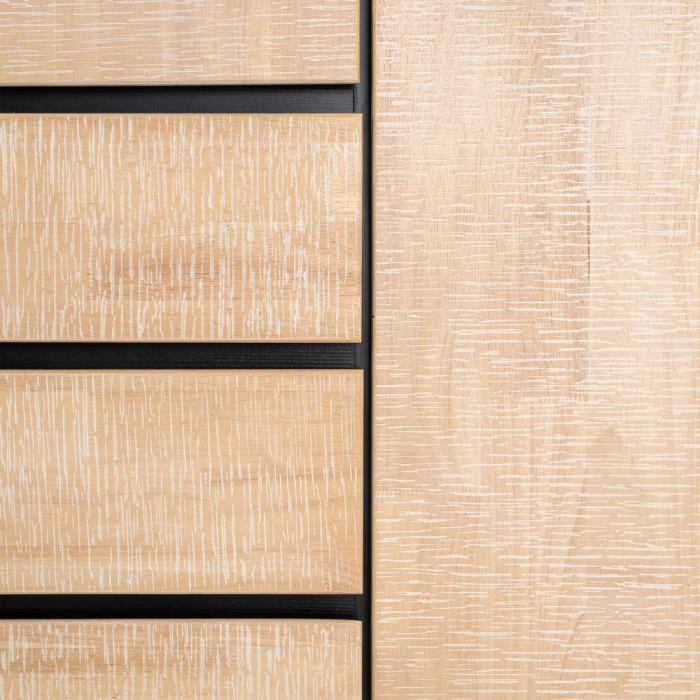 Dulap din lemn natur cu accente negre și picioare metalice 89.5 x 40 x 204 cm – imagine principală [7]