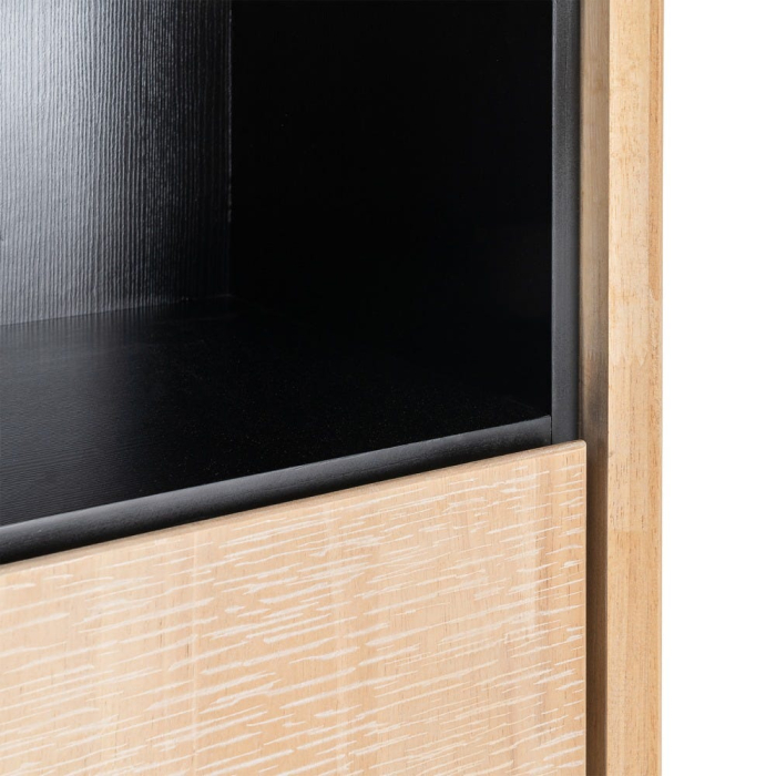 Dulap din lemn natur cu accente negre și picioare metalice 89.5 x 40 x 204 cm – imagine principală [6]