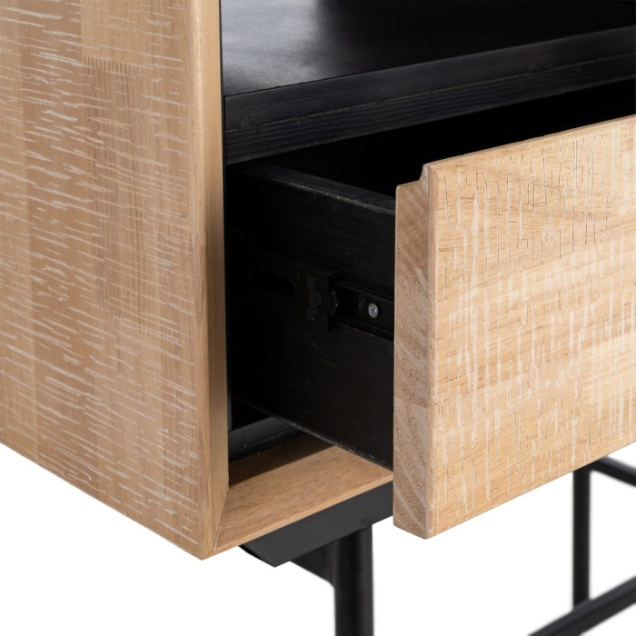 Dulap din lemn natur cu picioare metalice negre 84.5 x 40 x 153 cm – imagine principală [6]