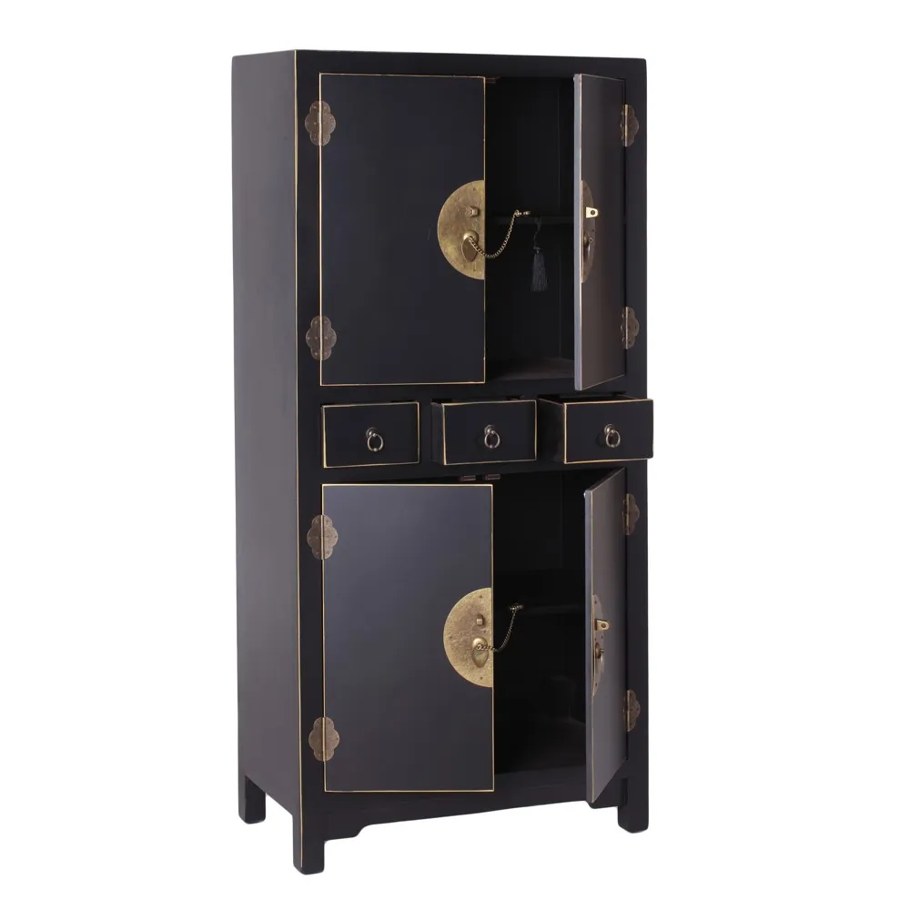 Dulap negru vintage oriental | Mobilier de depozitare elegant [2]