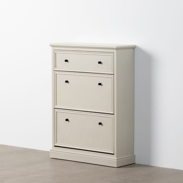 Dulap pantofi gri deschis din MDF și lemn de pin cu 3 compartimente 80 x 28 x 108 cm [7]