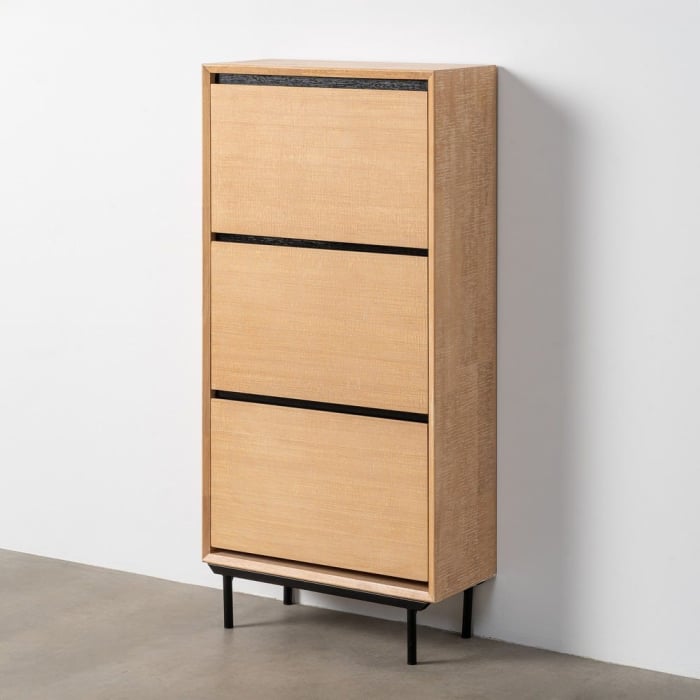 Dulap pentru pantofi din lemn natur cu picioare metalice negre – imagine principală [1]