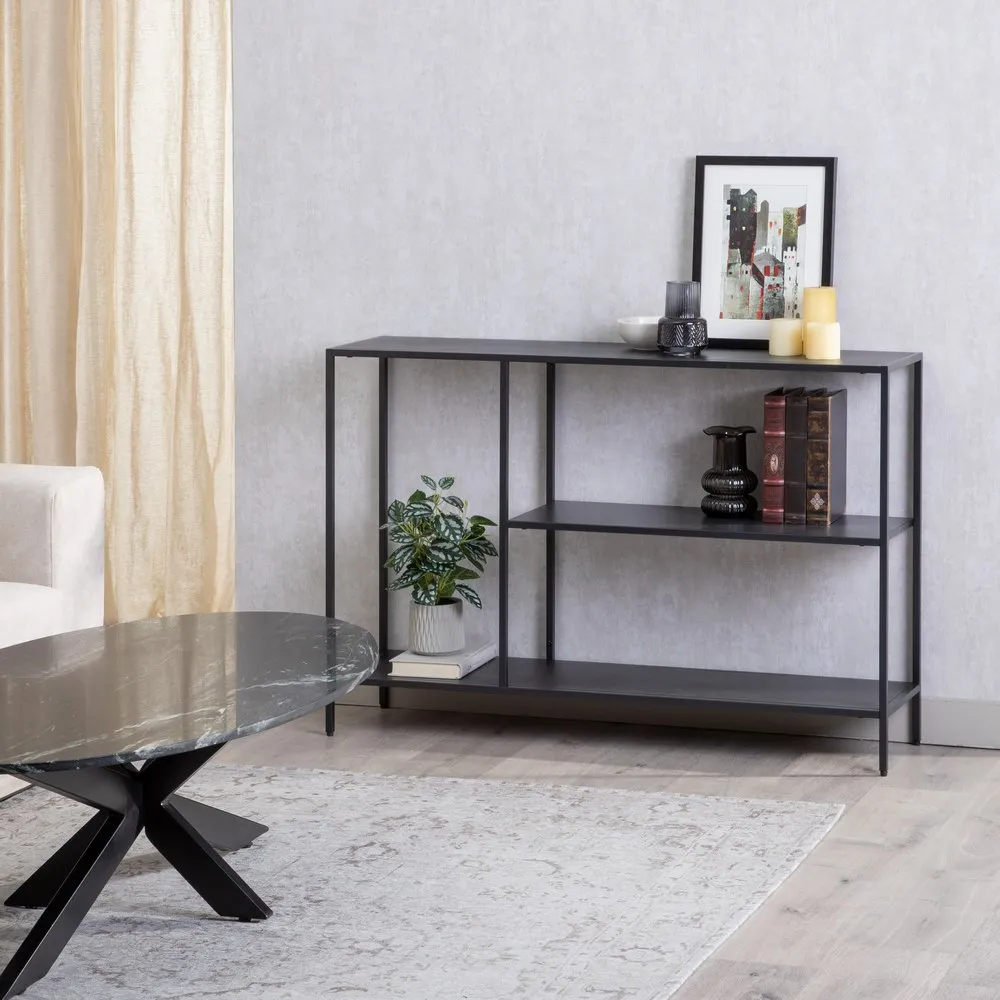 Etajera minimalista neagra otel lata | Rafturi spatioase living [8]