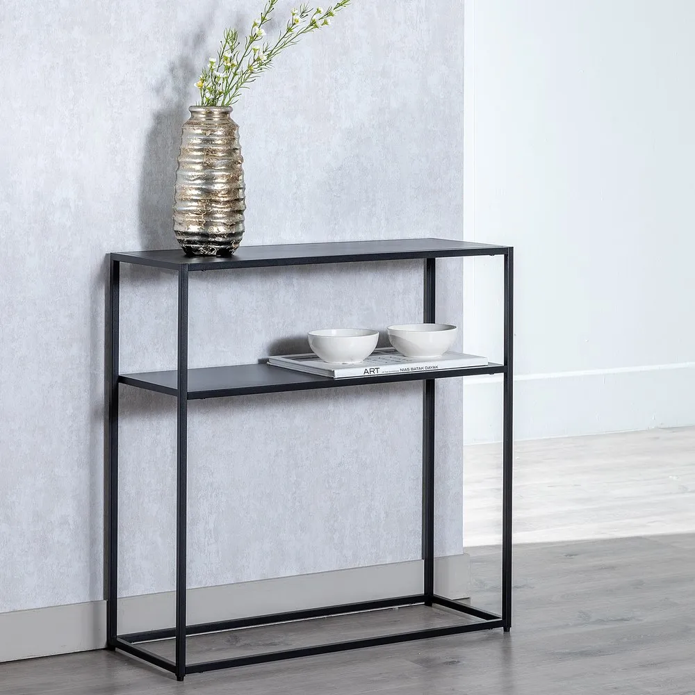 Etajera minimalista neagra otel | Rafturi moderne living [7]