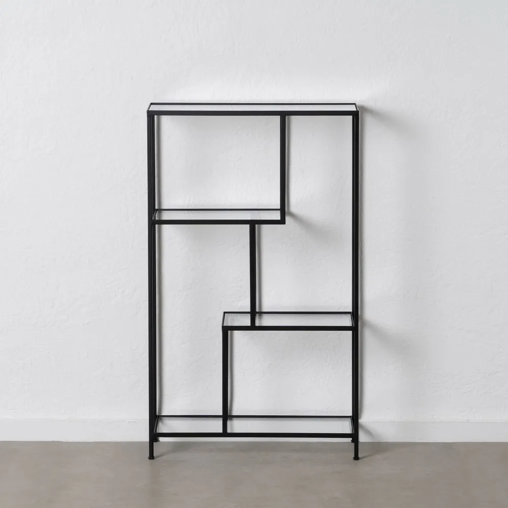 Etajera neagra metal sticla 110 cm | Mobilier minimalist living [1]