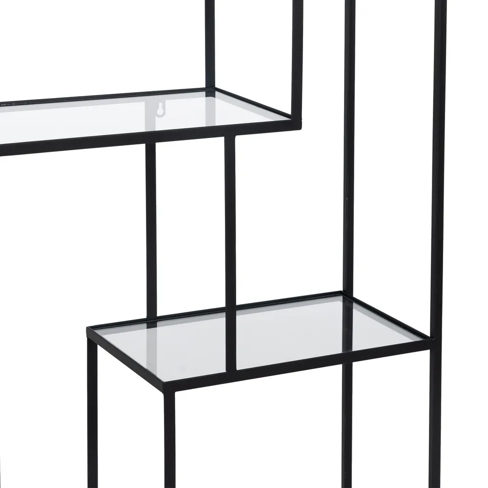 Etajera neagra metal sticla 110 cm | Mobilier minimalist living [6]