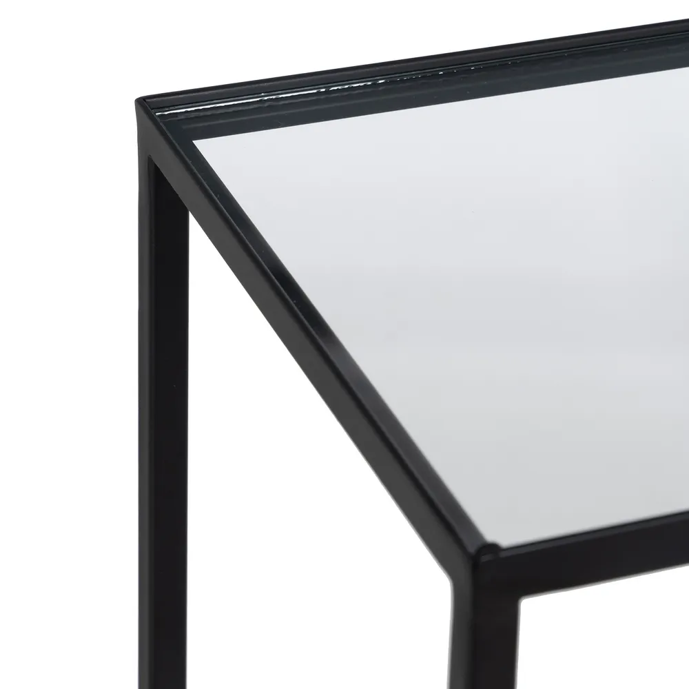 Etajera neagra metal sticla 110 cm | Mobilier minimalist living [3]