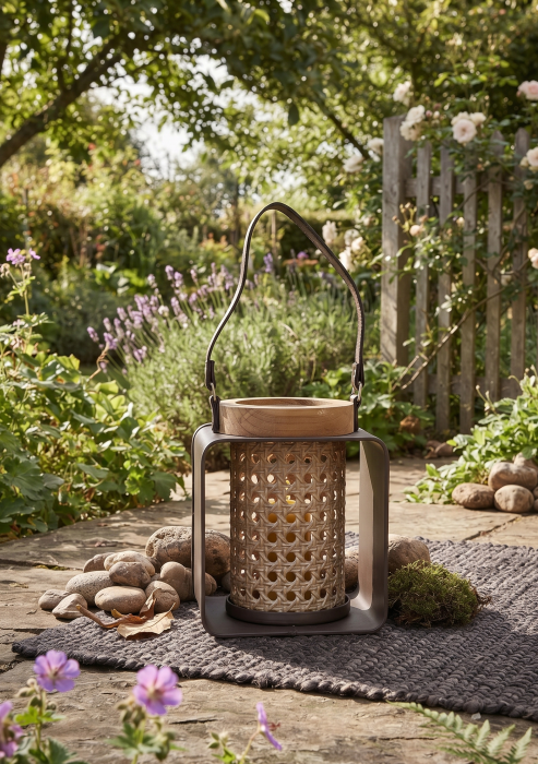 Felinar decorativ Iron-Rattan stil boho-chic CreativDeco [2]