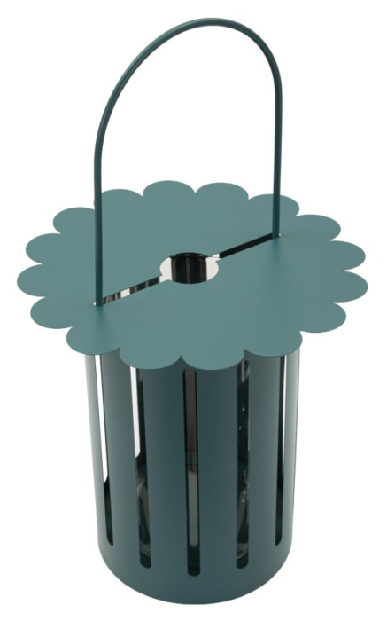 Felinar decorativ din metal si sticla verde petrol cu decupaje verticale [2]