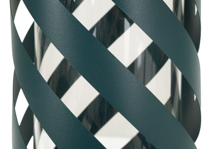 Felinar decorativ din metal si sticla verde petrol cu model diagonal [4]