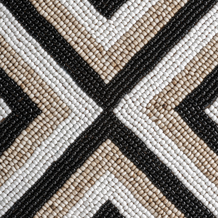 Figura decorativa boho din bambus in nuante neutre cu motiv geometric si suport metalic negru Genhof 30x12x48 cm [2]