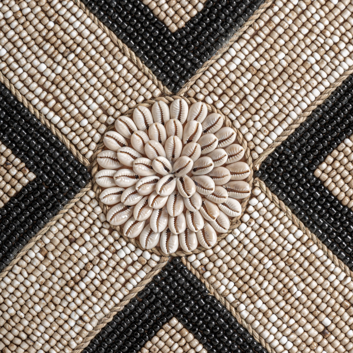 Figura decorativa din bambus in nuante neutre pe suport metalic negru contemporana Kakbe 40x40x57 cm [2]