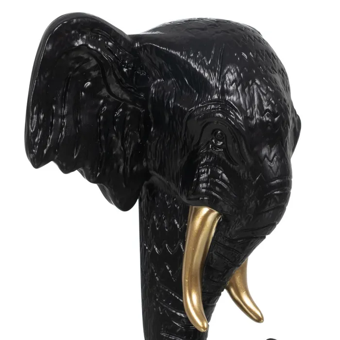 Cap de elefant polirășină negru-auriu|Decoruri exotice moderne [3]