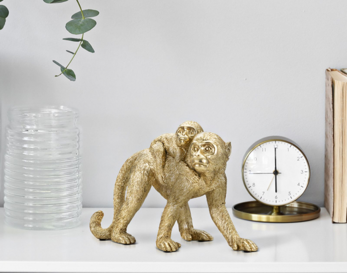 Figurina Maimuta cu pui aurie | Statueta decorativa dragoste | CreativDeco.ro [5]
