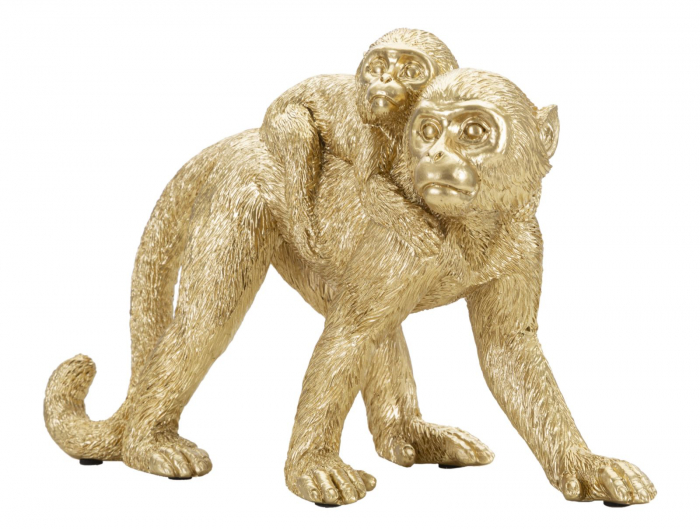 Figurina Maimuta cu pui aurie | Statueta decorativa dragoste | CreativDeco.ro [2]