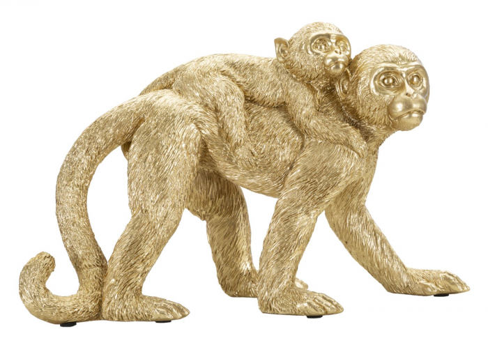 Figurina Maimuta cu pui aurie | Statueta decorativa dragoste | CreativDeco.ro [1]