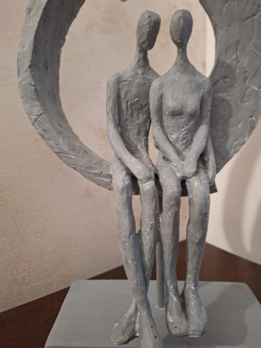 Figurina Cuplu in cerc, rasina, gri - creativdeco.ro [3]