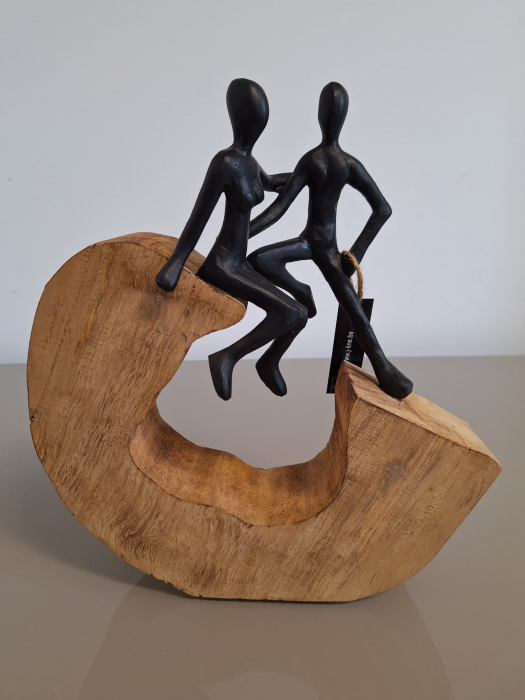 Figurina Cuplu din lemn de mango si aluminiu|creativdeco.ro [3]