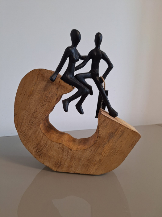 Figurina Cuplu din lemn de mango si aluminiu|creativdeco.ro [2]