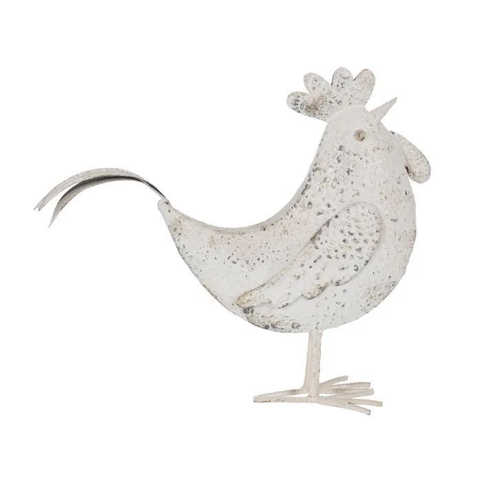 Figurină cocoș alb uzat|Decorațiuni rustice elegante [1]