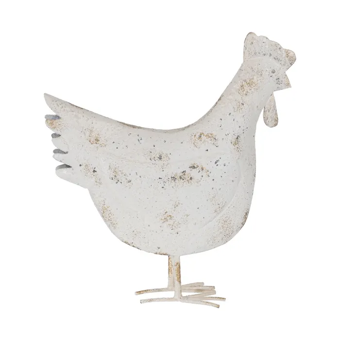 Figurină găină alb uzat|Decorațiuni rustice fermecătoare [1]