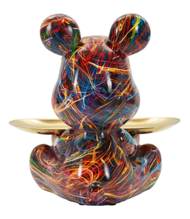 Figurina decorativa catel multicolor din polirasina cu tava aurie [6]