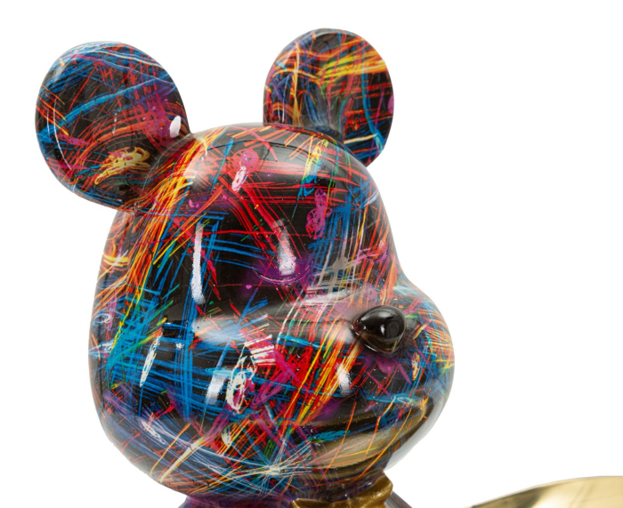 Figurina decorativa catel multicolor din polirasina cu tava aurie [4]