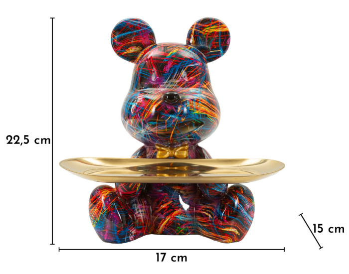 Figurina decorativa catel multicolor din polirasina cu tava aurie [9]