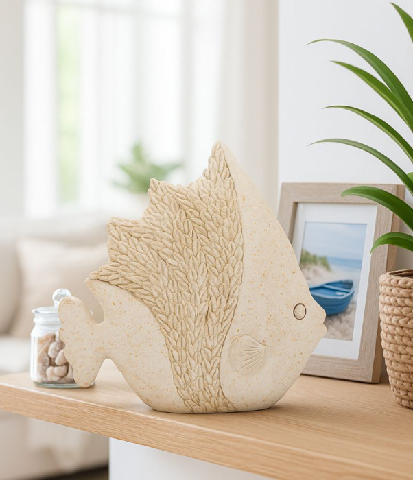 Figurina decorativa peste bej cu efect nisip din polirasina [2]