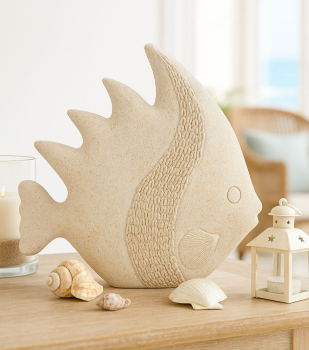 Figurina decorativa peste bej cu efect nisip din polirasina [6]