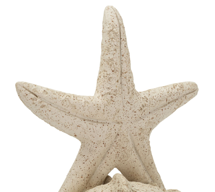 Figurina decorativa stea de mare si scoica bej cu efect nisip din polirasina [5]