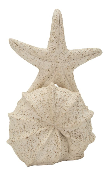 Figurina decorativa stea de mare si scoica bej cu efect nisip din polirasina [3]