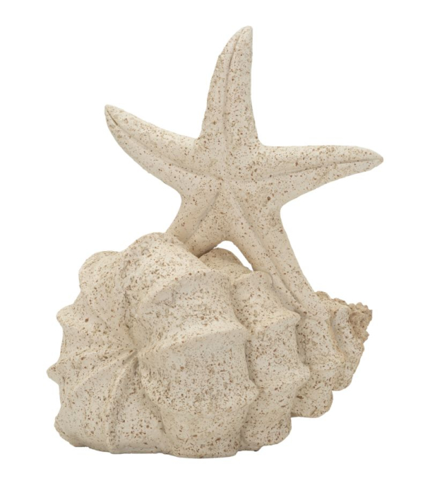 Figurina decorativa stea de mare si scoica bej cu efect nisip din polirasina [4]