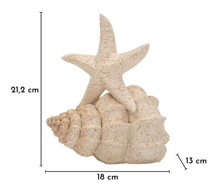 Figurina decorativa stea de mare si scoica bej cu efect nisip din polirasina [7]