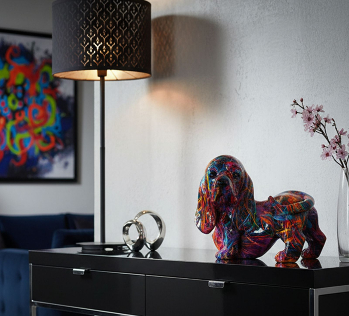 Figurina decorativa teckel multicolor din polirasina [7]