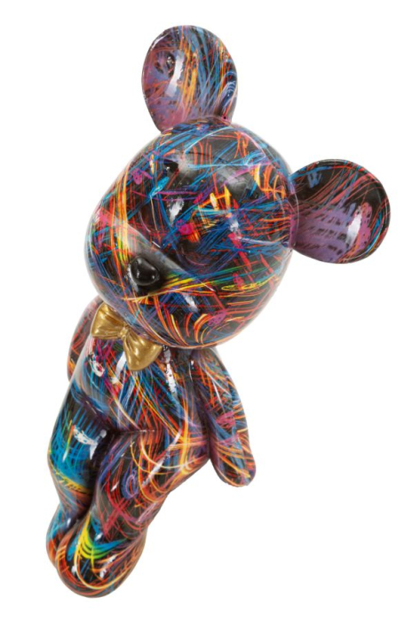 Figurina decorativa ursulet modern multicolor din polirasina cu funda aurie [3]