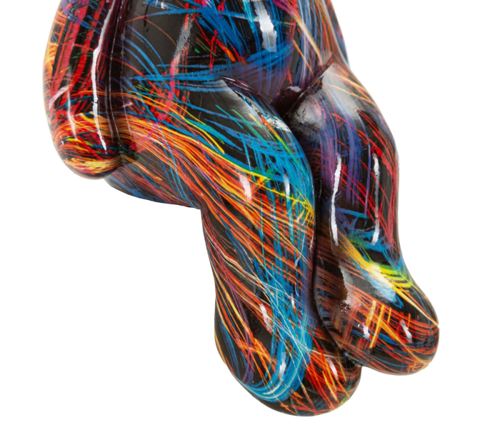 Figurina decorativa ursulet modern multicolor din polirasina cu funda aurie [5]