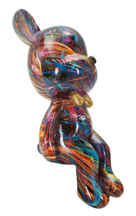 Figurina decorativa ursulet modern multicolor din polirasina cu funda aurie [2]